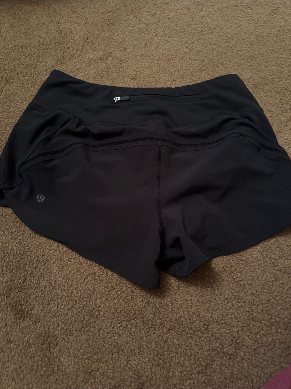 lululemon athletica Black Athletic Running Shorts with Zip Pocket